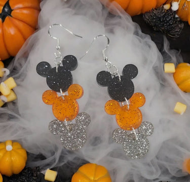 Glitter Dangle Mouse Halloween Earrings